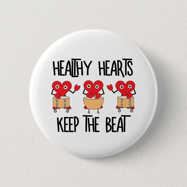 Healthy Hearts 6 Cm Round Badge (Front)