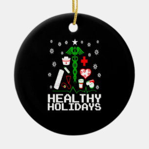Healthy Holidays Nurse Ceramic Ornament