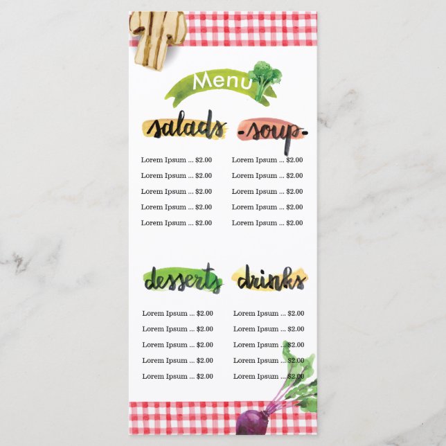 Healthy homemade organic vegan menu template (Front)