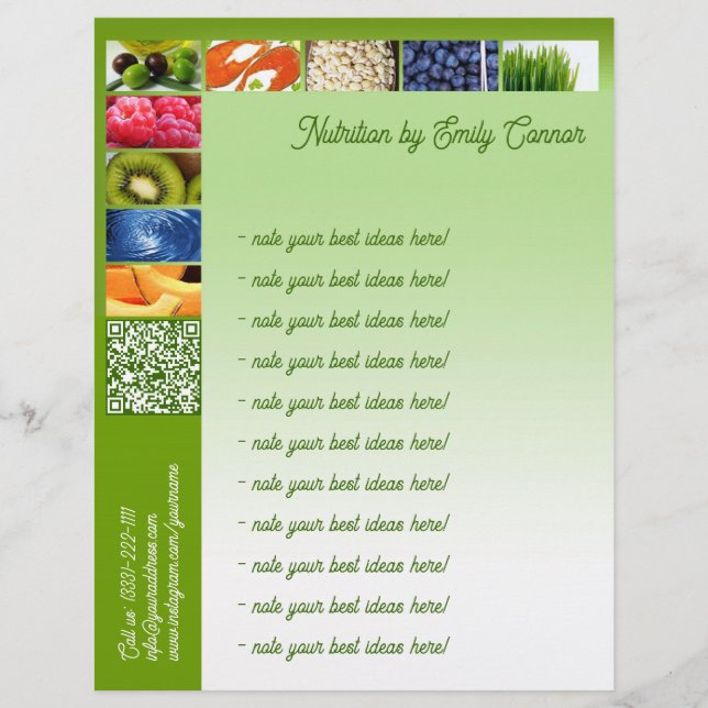 Healthy Life Nutritionist Green Design Letterhead Template (Front)
