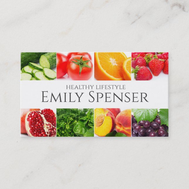 Healthy Lifestyle Nutrition Fresh Food Diet Expert Business Card (Front)