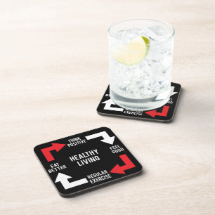 Healthy Living Diagram - Fitness Motivational Coaster