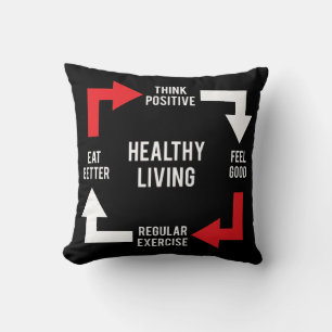 Healthy Living Diagram - Fitness Motivational Cushion