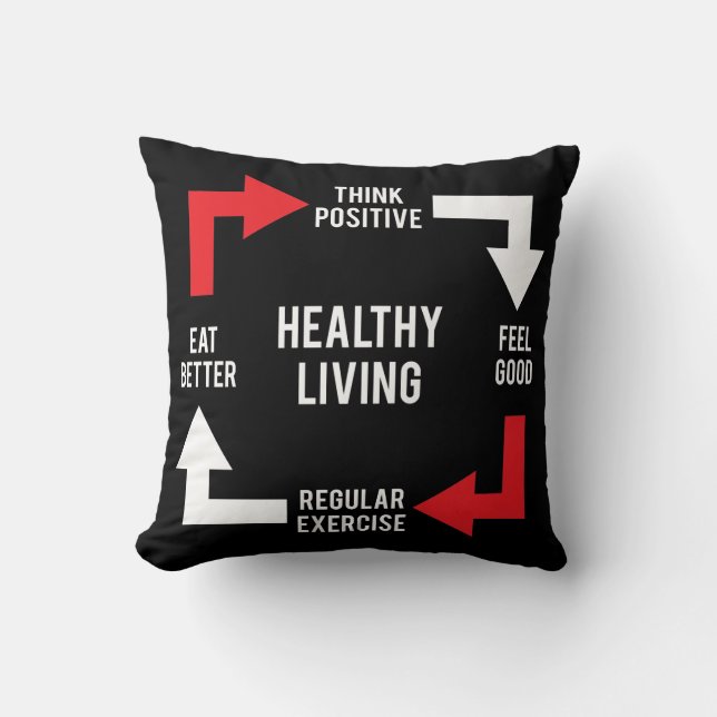 Healthy Living Diagram - Fitness Motivational Cushion (Front)