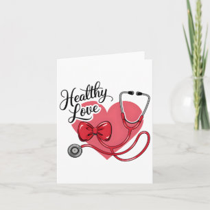 Healthy Love Cute Coquette Bow Nurse Stethoscope V Card