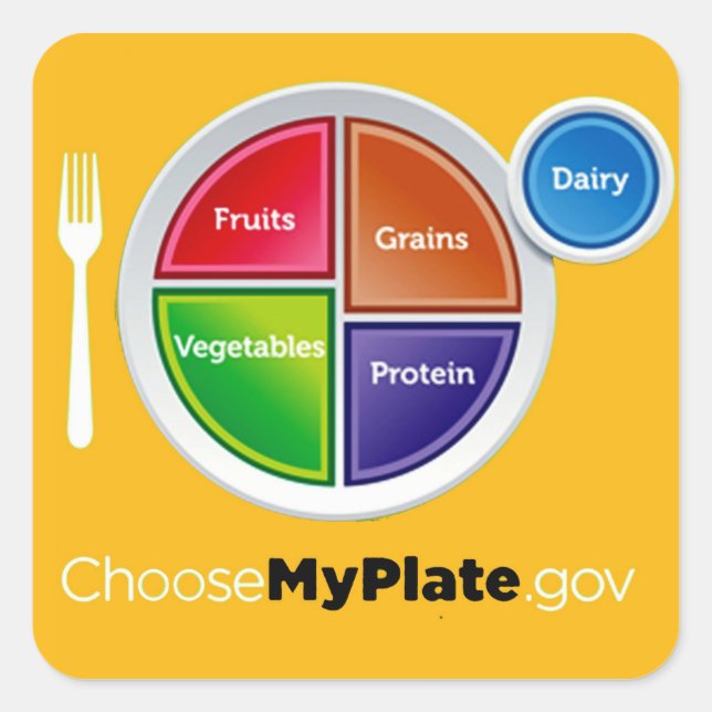 Healthy Meal Planning Choose My Plate Square Sticker (Front)