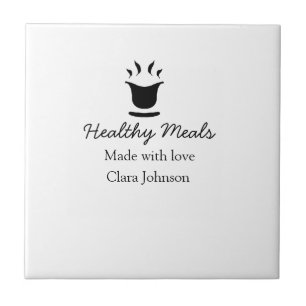 Healthy meals with love add name restaurant place ceramic tile