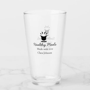 Healthy meals with love add name restaurant place glass