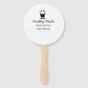 Healthy meals with love add name restaurant place hand fan
