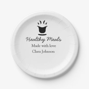 Healthy meals with love add name restaurant place paper plate