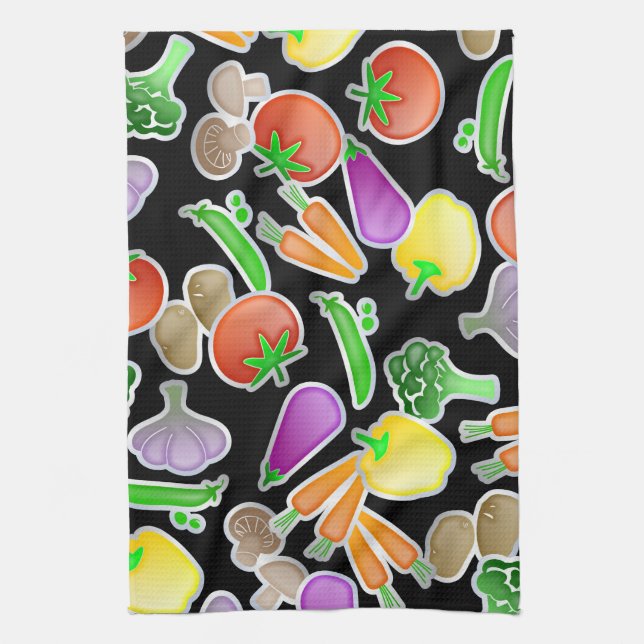 Healthy Mixed Vegetable Wallpaper Design Tea Towel (Vertical)
