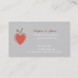 Healthy Red Minimal Heart Wellness Fitness Business Card
