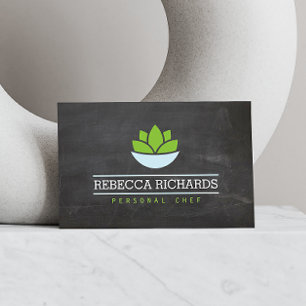 Healthy Salad Vegetables Catering Logo Chalkboard Business Card