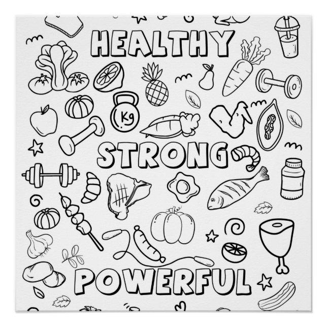 Healthy Strong and Power Colouring Poster (Front)