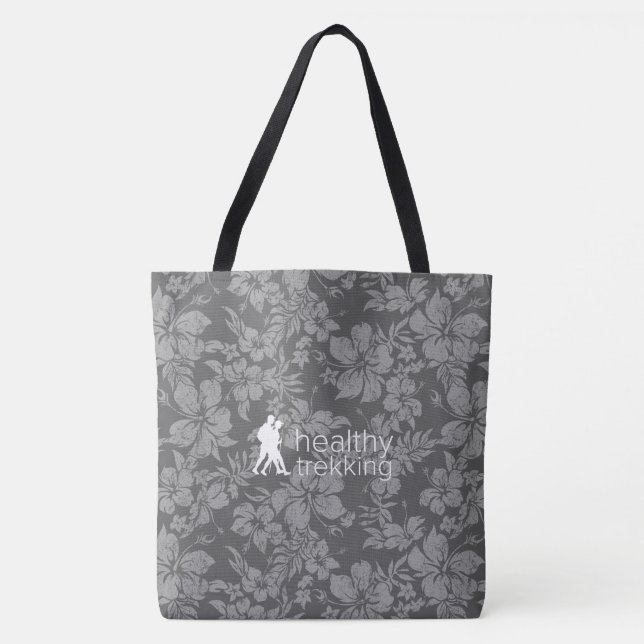 Healthy Trekking Hawaiian Hibiscus Grey Beach Bag (Front)