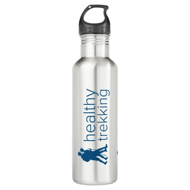 Healthy Trekking Navy Blue Logo Travel 710 Ml Water Bottle (Front)