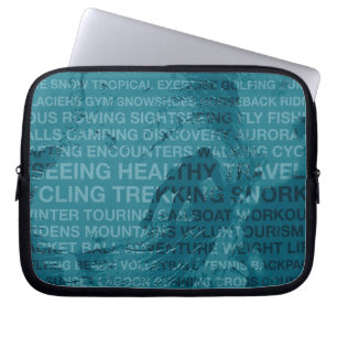 Healthy Trekking Surfer Typography Teal Wet Suit Laptop Sleeve