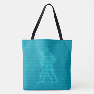 Healthy Trekking Turquoise Words Beach Bag