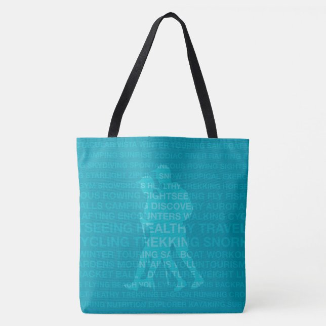 Healthy Trekking Turquoise Words Beach Bag (Front)