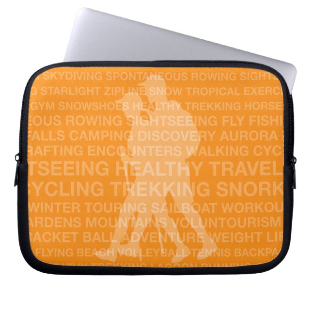 Healthy Trekking Typography Tangerine Wet Suit Laptop Sleeve (Front)