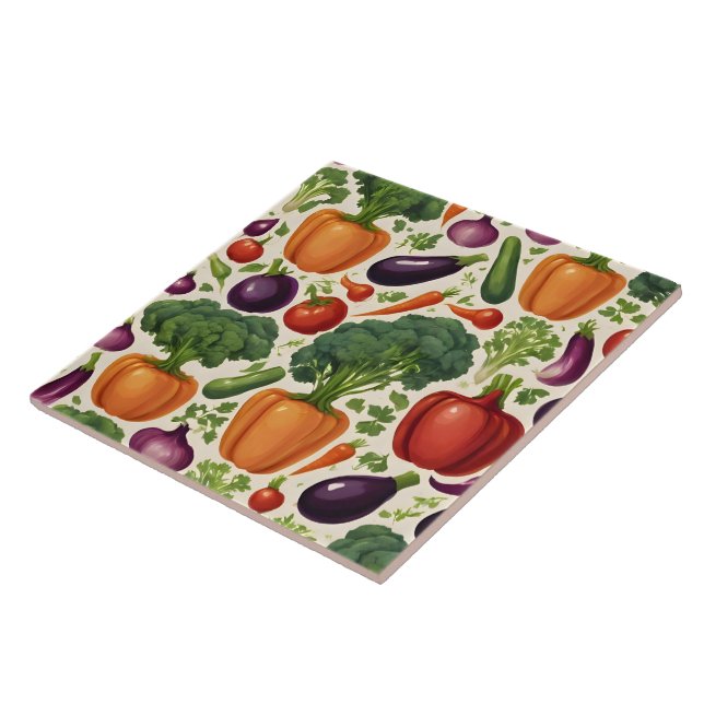 Healthy Vegetables Happy Food Trendy Collection Ceramic Tile (Side)