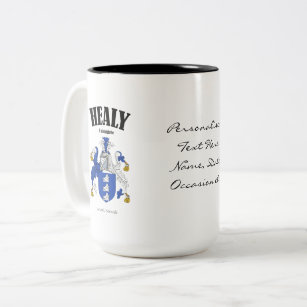 Healy Family Crest, Translation & Meaning Two-Tone Coffee Mug