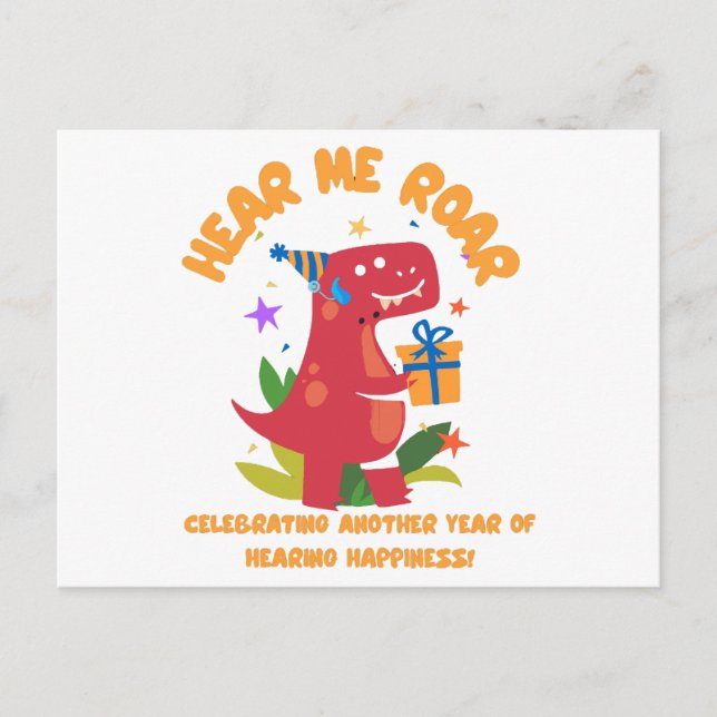Hear me roar  Cochlear Implant  Hearing Birthday Postcard (Front)