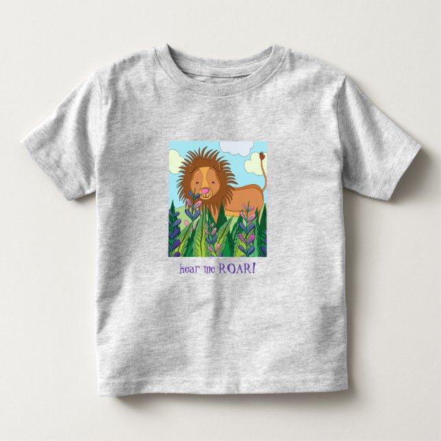 Hear me ROAR!  Cute colourful lion Toddler T-Shirt (Front)