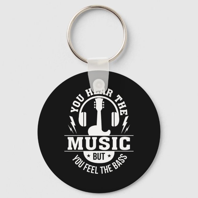 Hear Music Feel Bass Bass Guitar Player Key Ring (Front)