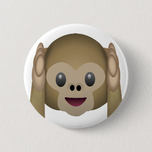 Hear No Evil Monkey Emoji 6 Cm Round Badge