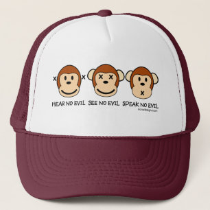 Hear No Evil Monkey Faces Trucker Hat