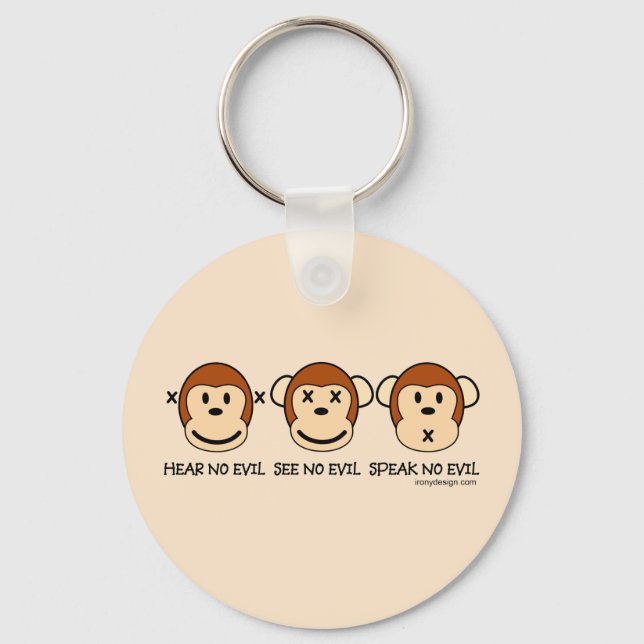 Hear No Evil Monkeys Key Ring (Front)