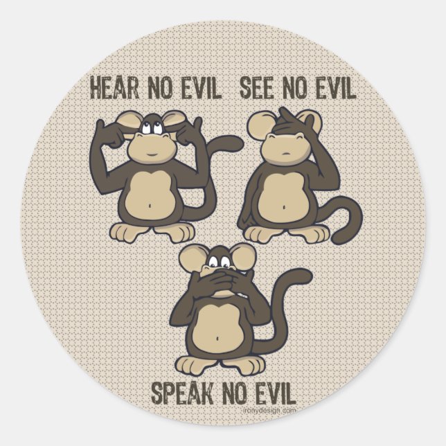 Hear No Evil Monkeys - New Classic Round Sticker (Front)