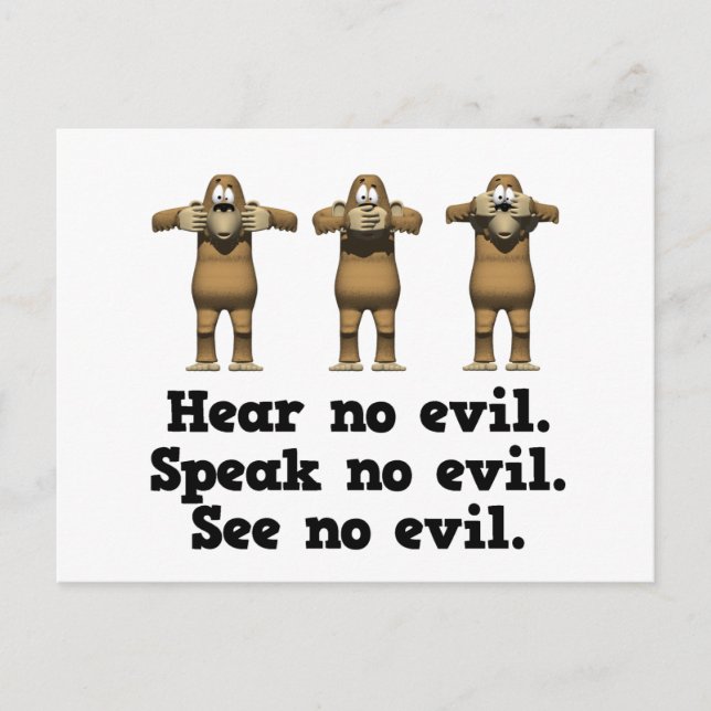 Hear No Evil Monkeys Postcard (Front)