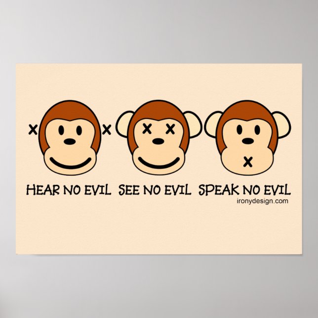 Hear No Evil Monkeys Poster (Front)
