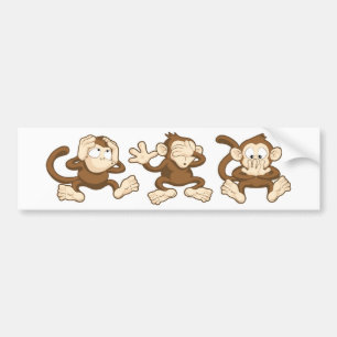 hear no evil, see no evil, speak no evil monkeys bumper sticker