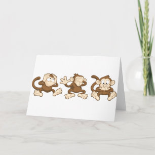 hear no evil, see no evil, speak no evil monkeys card