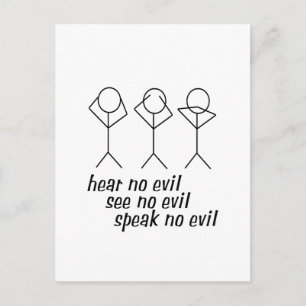 Hear No Evil Stick Figures Postcard