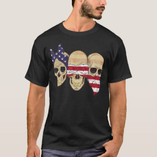 Hear No See No Speak No Three Skull Heads American T-Shirt