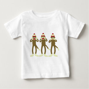 Hear, See, Speak No Evil Sock Monkeys Baby T-Shirt