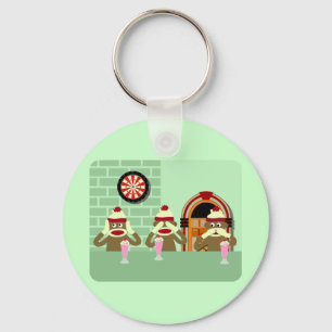 Hear, See, Speak No Evil Sock Monkeys Ice Cream Key Ring