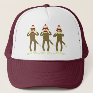 Hear, See, Speak No Evil Sock Monkeys Trucker Hat