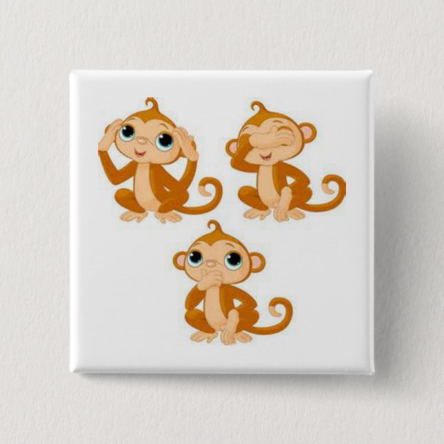 Hear Speak See No Evil Button (Front)