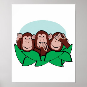 hear speak see no evil monkeys poster