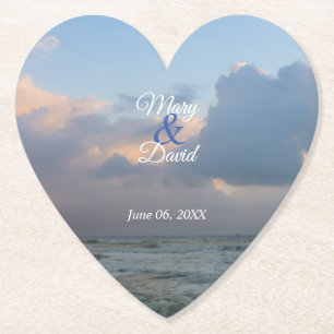 Hear The Waves Wedding Paper Coaster