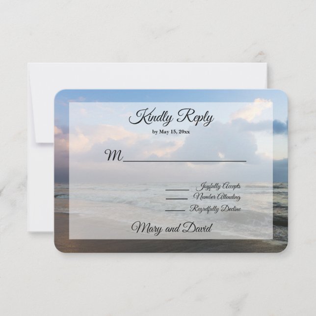 Hear The Waves Wedding RSVP Card (Front)