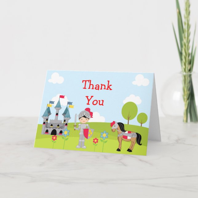 Hear Ye Black Hair Cute Knight Thank You Card (Front)
