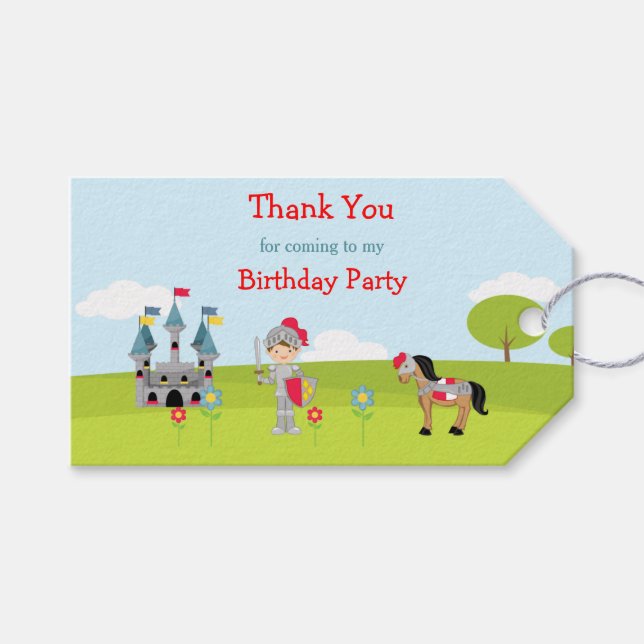 Hear Ye Cute Brunette Knight Gift Tag (Front (Horizontal))