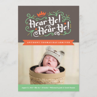 Hear Ye! Hear Ye! Birth Announcement in Charcoal