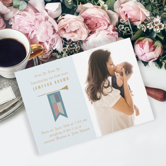 Hear Ye Hear Ye Mediaeval Photo Birth Announcement (Creator Uploaded)